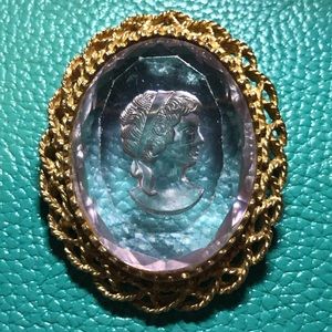 Vintage Pink Cameo Lapel Pin